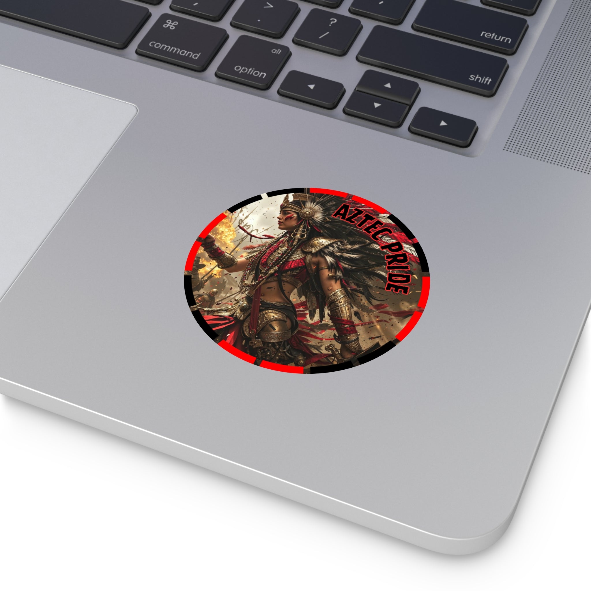 Aztec Warrior Queen Round Vinyl Sticker – Waterproof Matte Decal (2”–6”)
