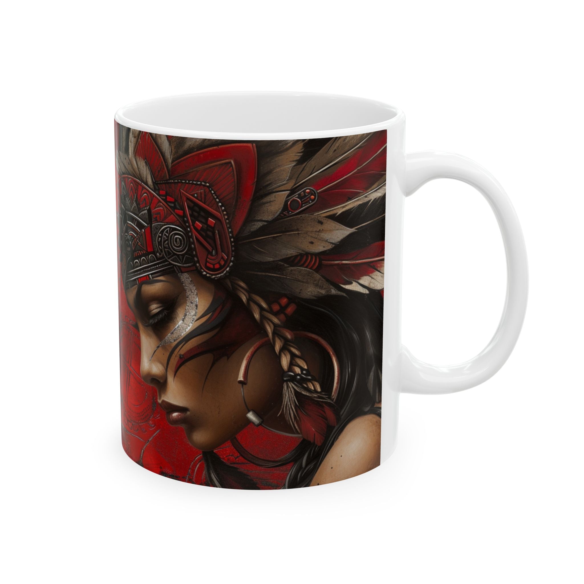 Aztec Sun Goddess – Ceramic Mug (11oz, 15oz • Dishwasher & Microwave Safe • Made in USA • Personalized Option)