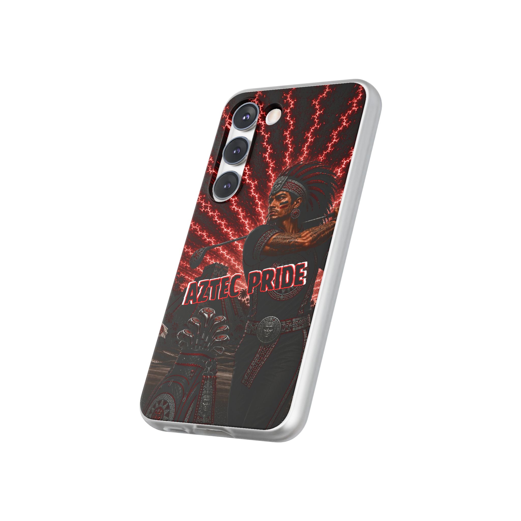 Aztec Golf Male Warrior – Flexi Phone Case (iPhone & Samsung • Clear TPU • Made & Shipped in the USA • 🚚 FREE USA Shipping • Personalized Option)