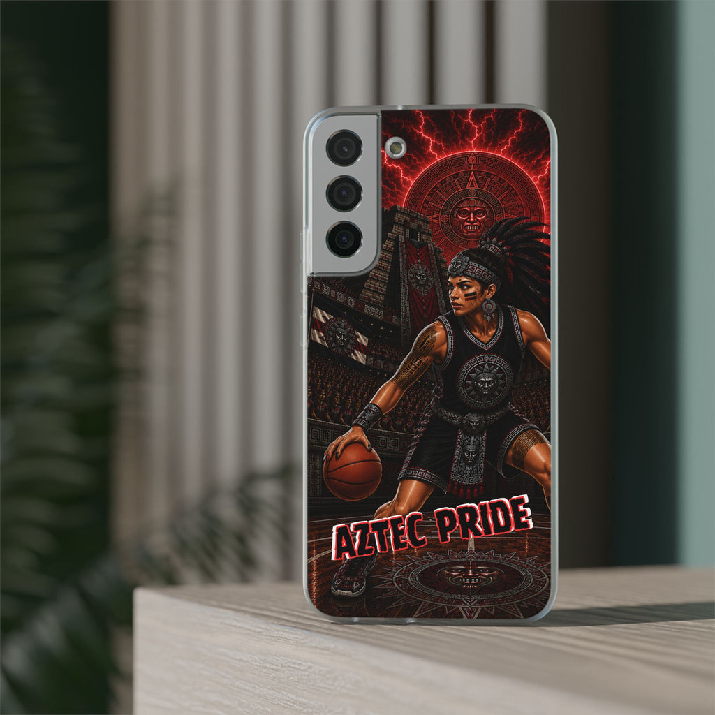 Aztec Basketball Female Warrior – Flexi Phone Case (iPhone & Samsung • Clear TPU • Made & Shipped in the USA • 🚚 FREE USA Shipping • Personalized Option)