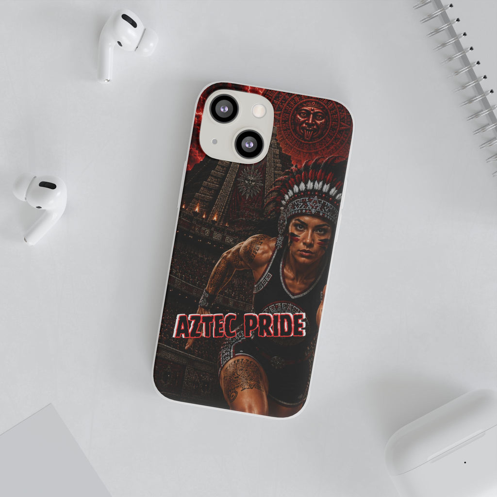 Aztec Track & Field Female Warrior – Flexi Phone Case (iPhone & Samsung • Clear TPU • Made & Shipped in the USA • 🚚 FREE USA Shipping • Personalized Option)