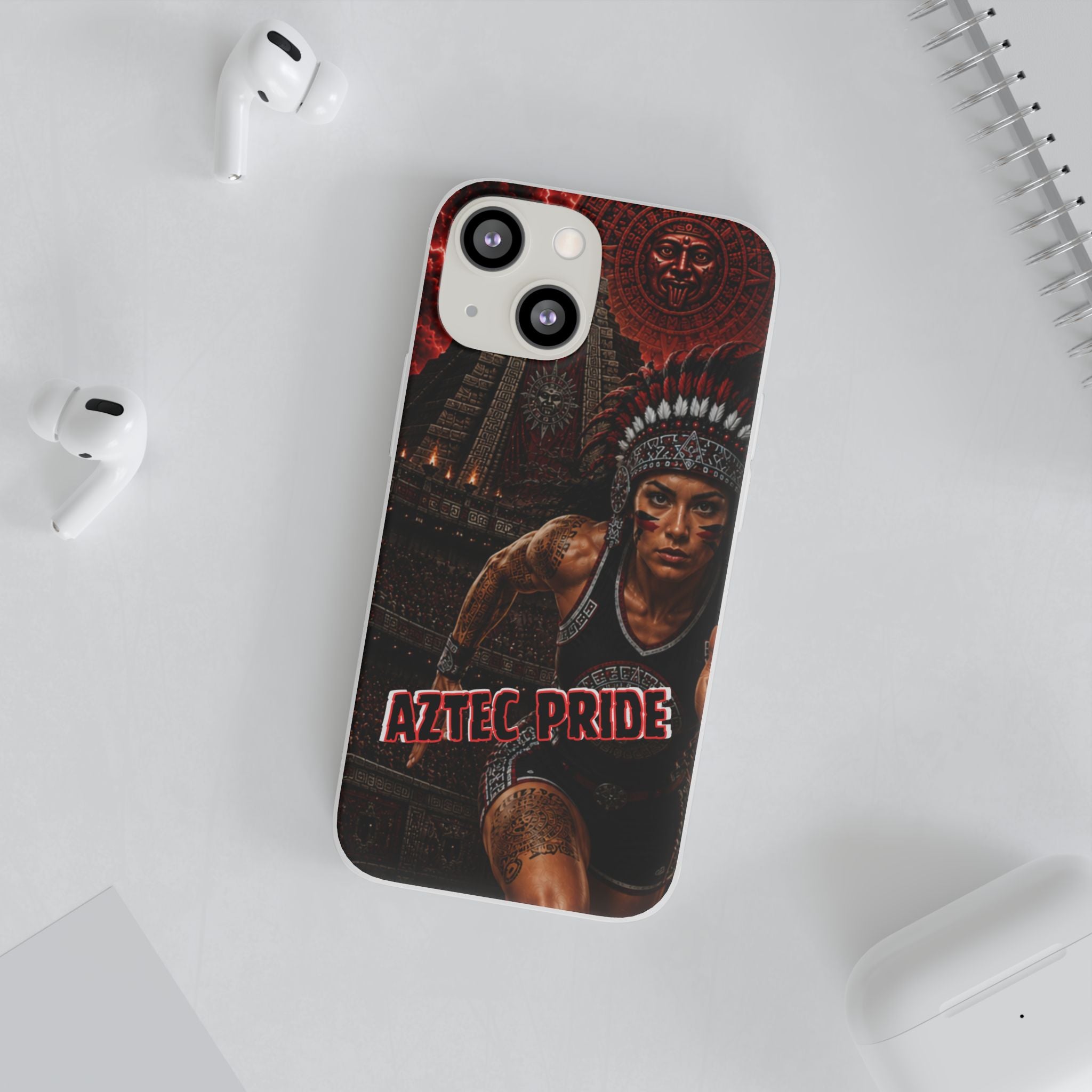 Aztec Track & Field Female Warrior – Flexi Phone Case (iPhone & Samsung • Clear TPU • Made & Shipped in the USA • 🚚 FREE USA Shipping • Personalized Option)