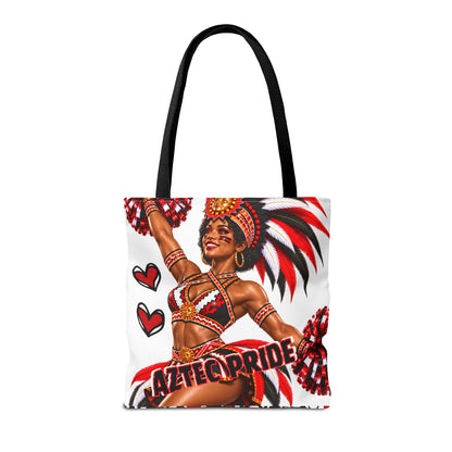 Aztec Cheerleader Warrior Tote Bag | Aztec-Inspired AI Art • Made & Shipped in the USA • 🚚 FREE USA Shipping • FREE Personalization