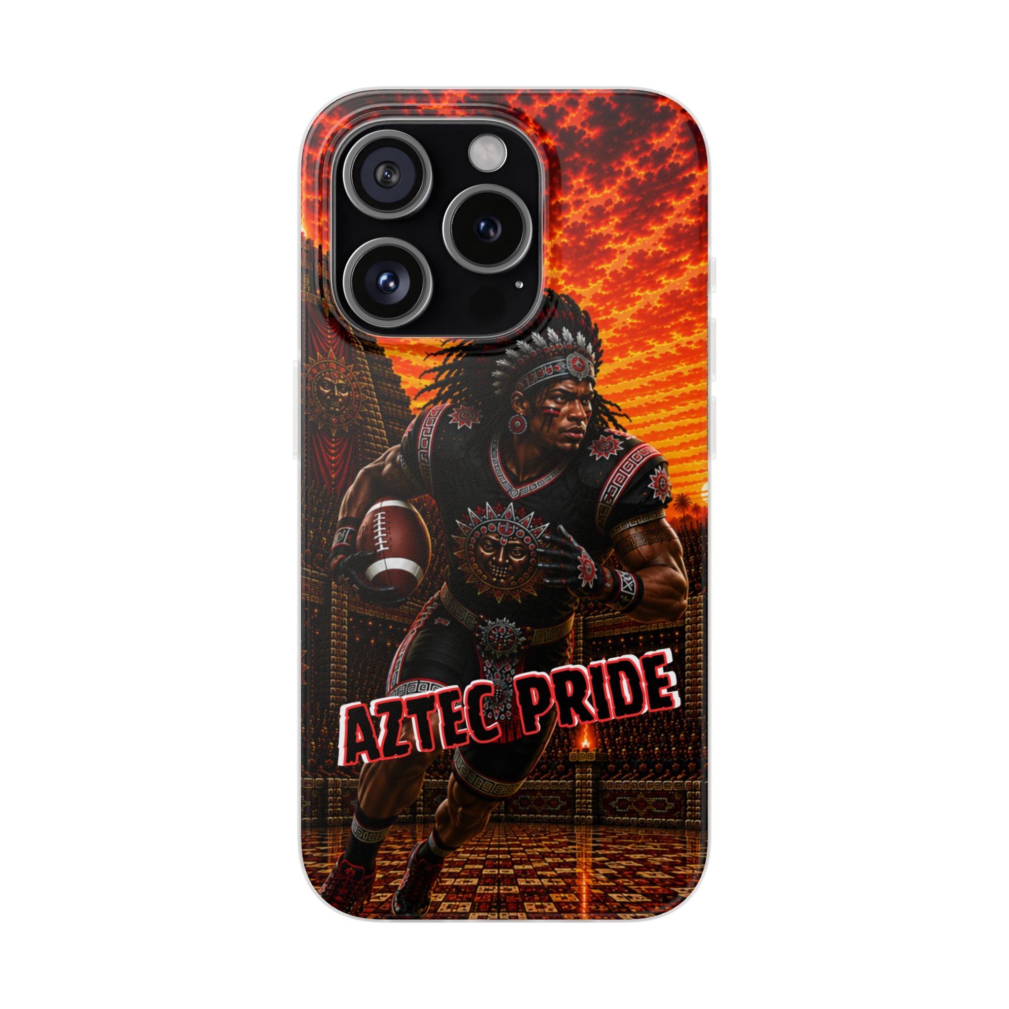 Aztec Football Warrior – Flexi Phone Case (iPhone & Samsung • Clear TPU • Made & Shipped in the USA • 🚚 FREE USA Shipping • Personalized Option)