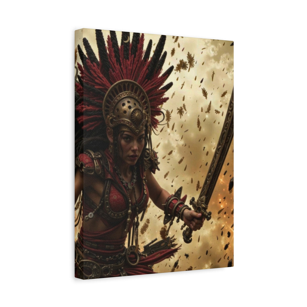 Aztec Bloodwar Queen – Bold Aztec Wall Art Canvas