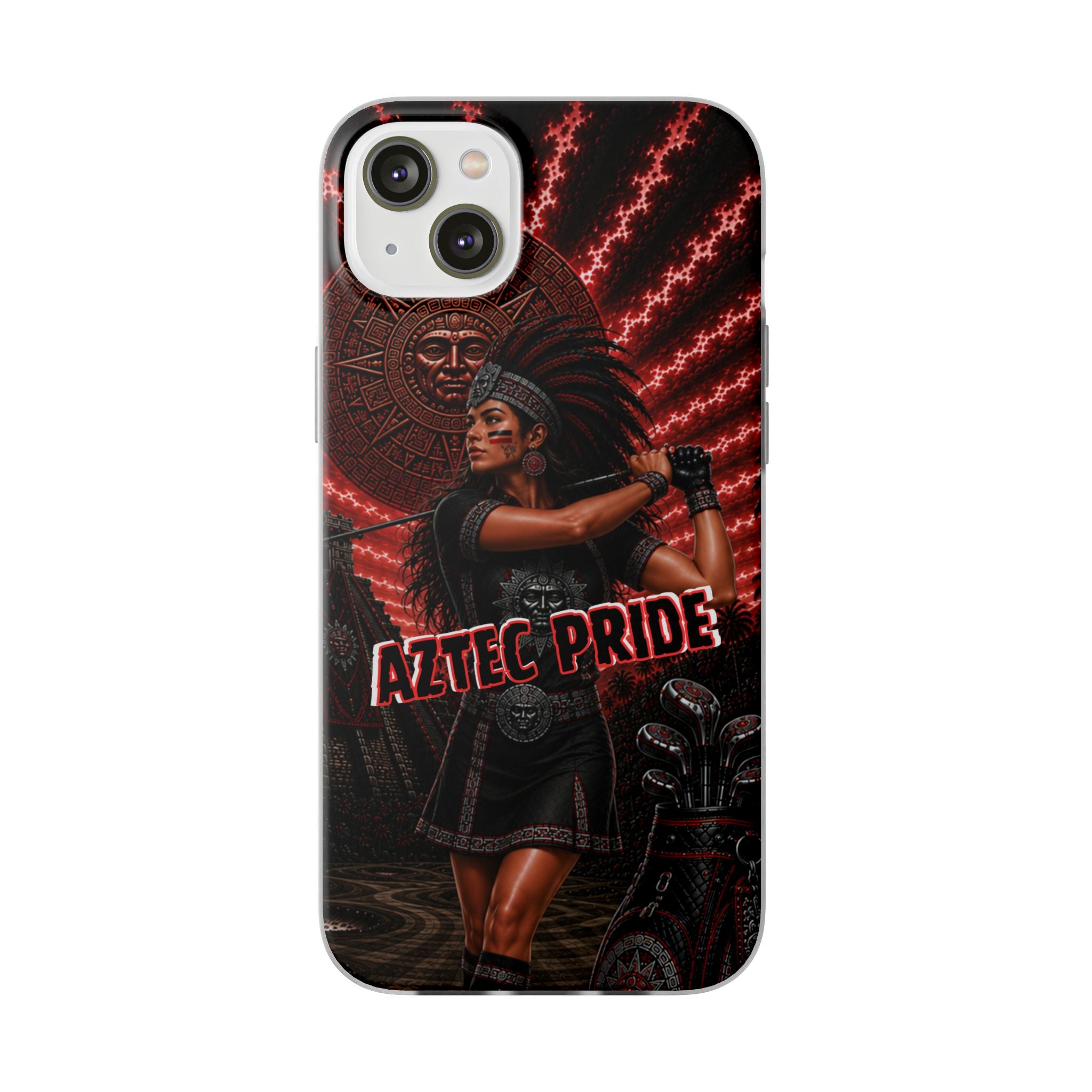 Aztec Golf Female Warrior – Flexi Phone Case (iPhone & Samsung • Clear TPU • Made & Shipped in the USA • 🚚 FREE USA Shipping • Personalized Option)