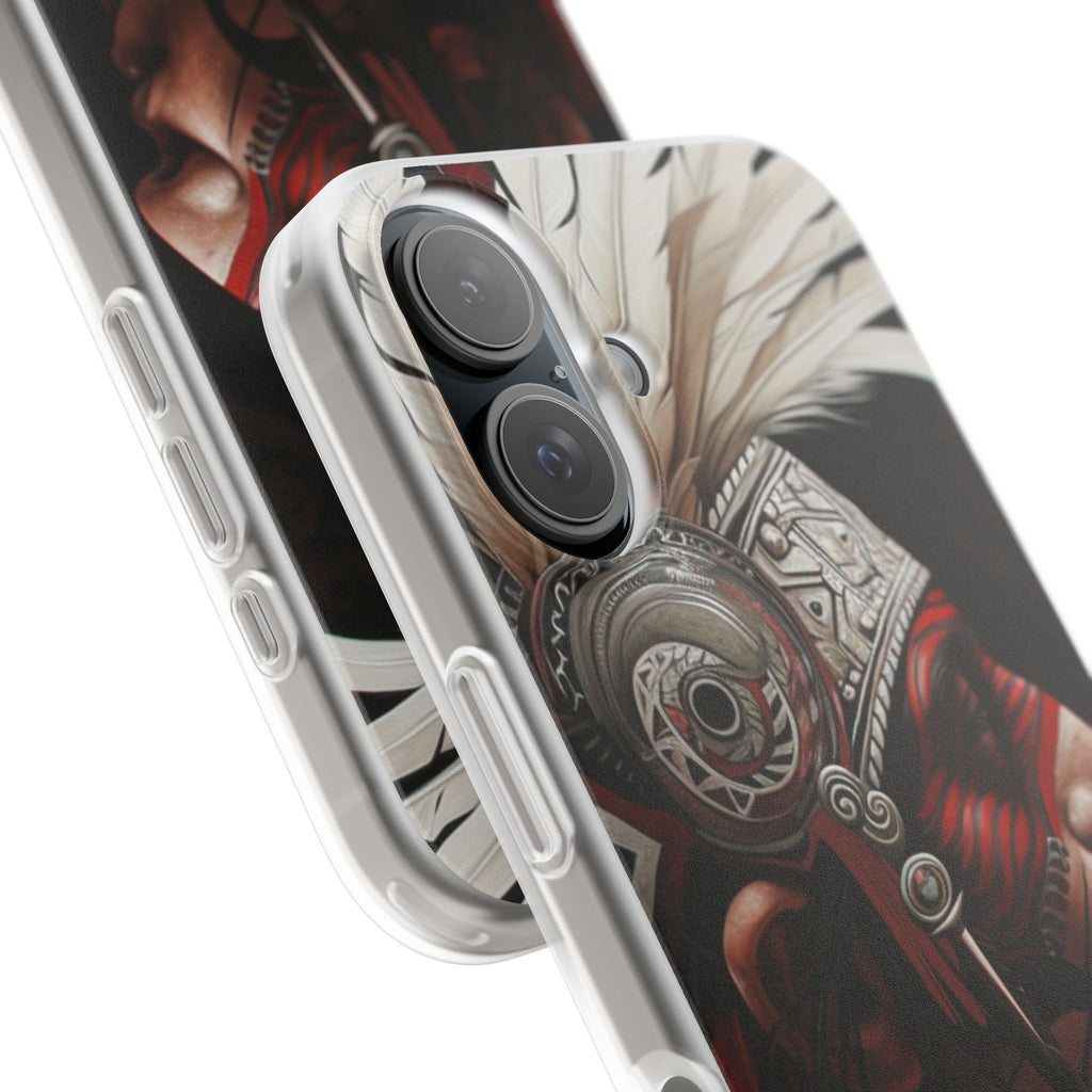 Aztec Warrior King – Flexi Phone Case (iPhone & Samsung • Clear TPU • Made in USA • Personalized Option)