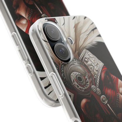 Aztec Warrior King – Flexi Phone Case (iPhone & Samsung • Clear TPU • Made in USA • Personalized Option)