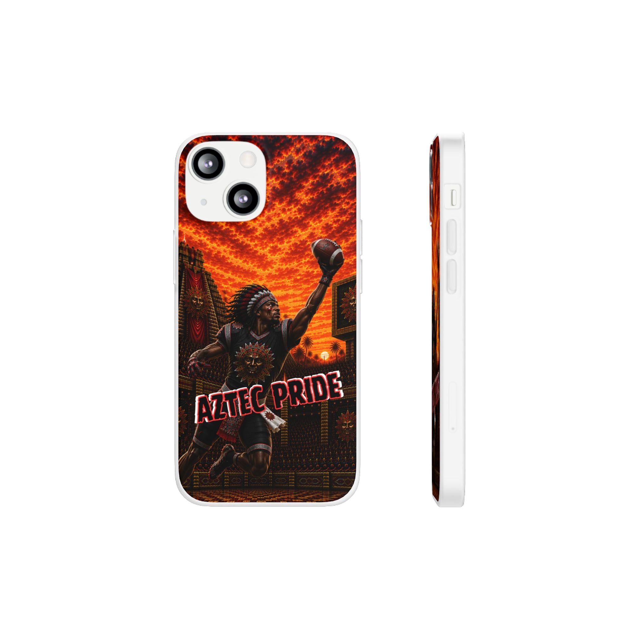 Aztec Football Warrior – Flexi Phone Case (iPhone & Samsung • Clear TPU • Made & Shipped in the USA • 🚚 FREE USA Shipping • Personalized Option)