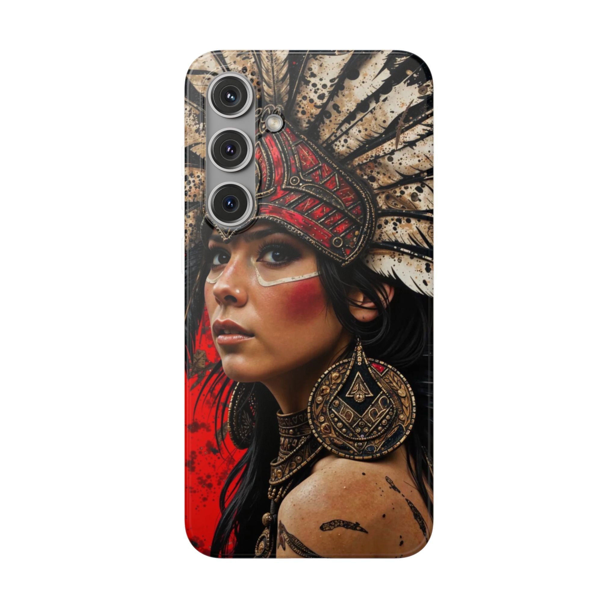 Aztec Moon Goddess – Flexi Phone Case (iPhone & Samsung • Clear TPU • Made in USA • Personalized Option)