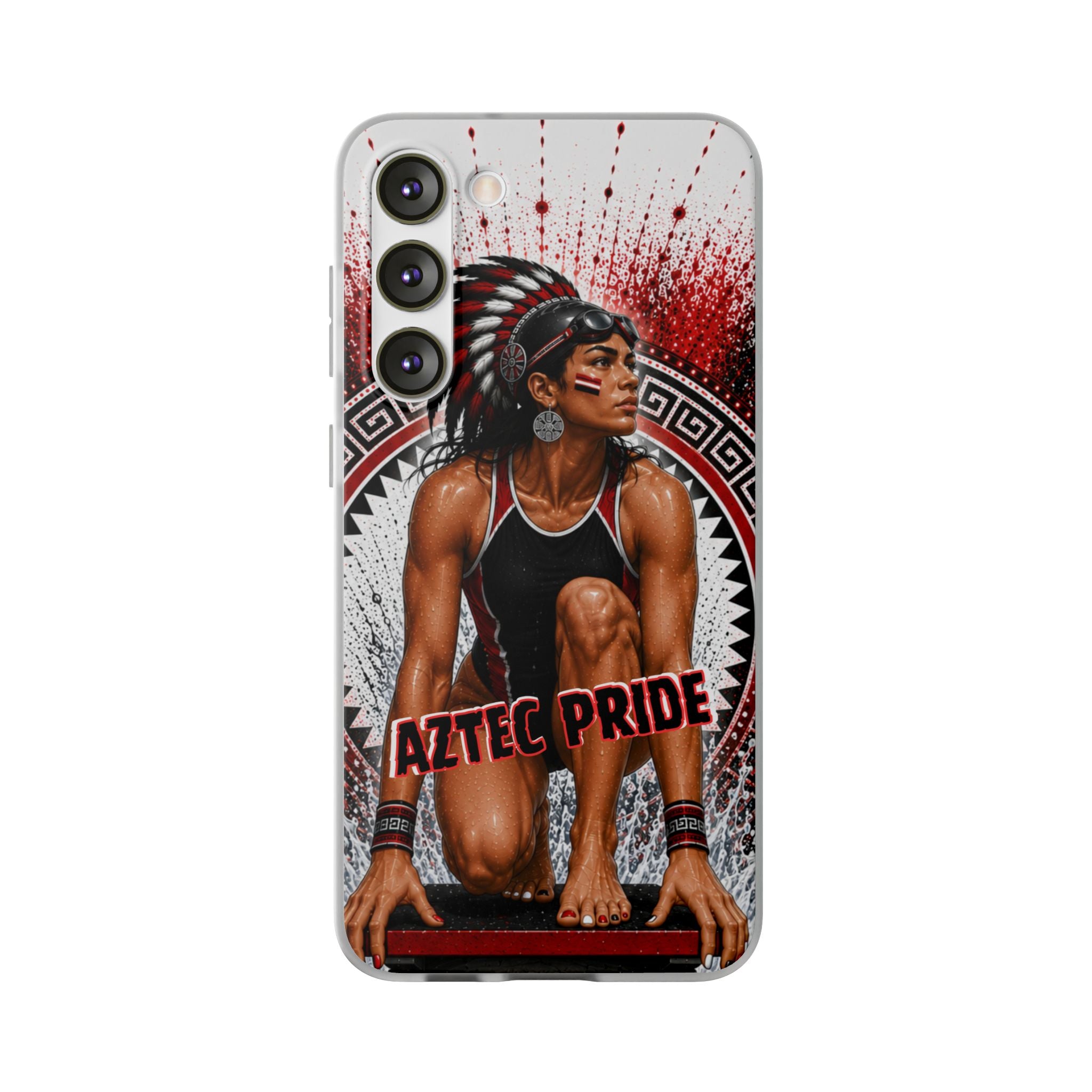 Aztec Swim & Dive Warrior – Flexi Phone Case (iPhone & Samsung • Clear TPU • Made & Shipped in the USA • 🚚 FREE USA Shipping • Personalized Option)