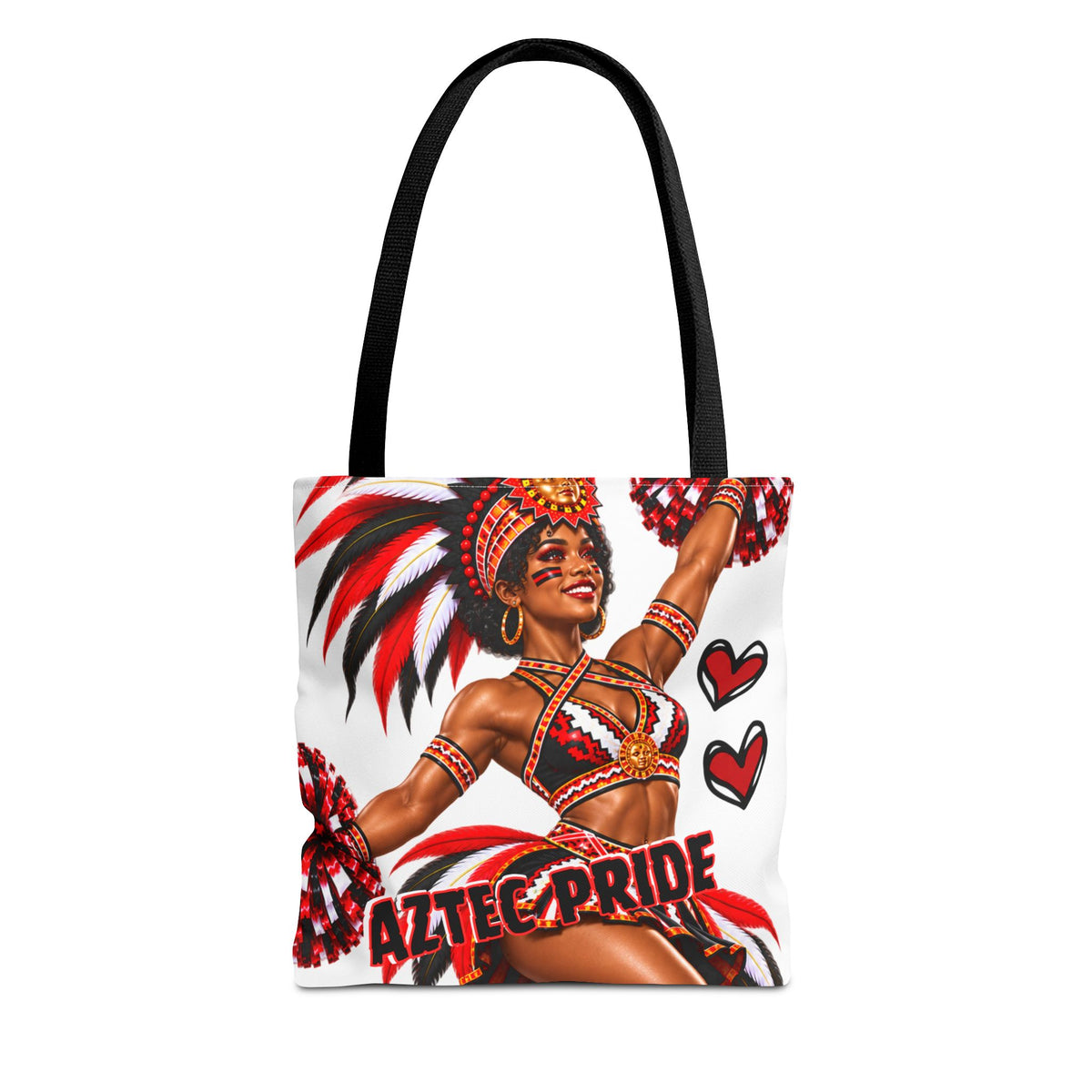 Aztec Cheerleader Warrior Tote Bag | Aztec-Inspired AI Art • Made & Shipped in the USA • 🚚 FREE USA Shipping • FREE Personalization