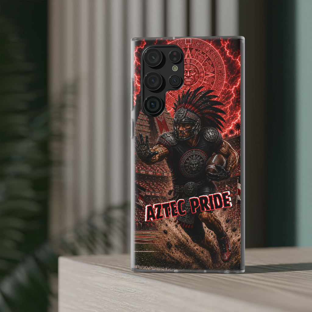 Aztec Football Warrior – Flexi Phone Case (iPhone & Samsung • Clear TPU • Made in USA • Personalized Option)