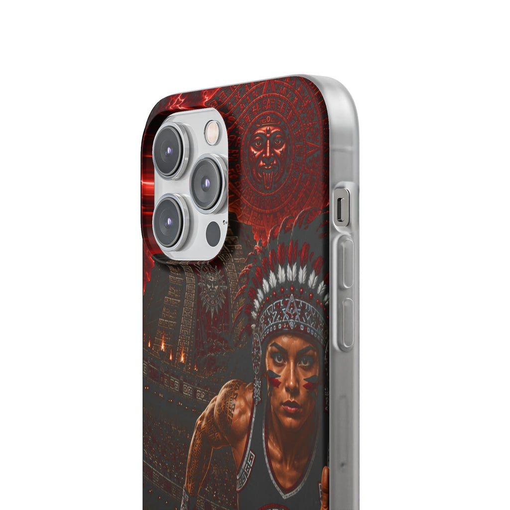 Aztec Track & Field Female Warrior – Flexi Phone Case (iPhone & Samsung • Clear TPU • Made & Shipped in the USA • 🚚 FREE USA Shipping • Personalized Option)