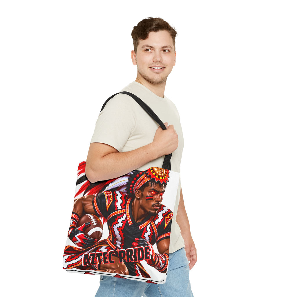 Aztec Football RB Warrior Tote Bag | Aztec-Inspired AI Art • Made & Shipped in the USA • 🚚 FREE USA Shipping • FREE Personalization