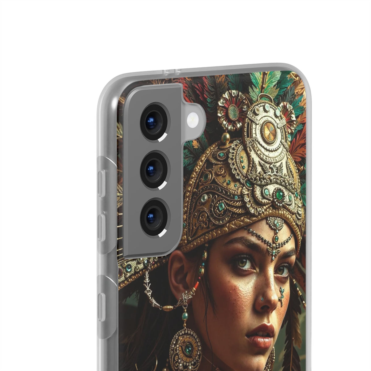 Aztec Warrior Goddess – Flexi Phone Case (iPhone & Samsung • Clear TPU • Made in USA • Personalized Option)