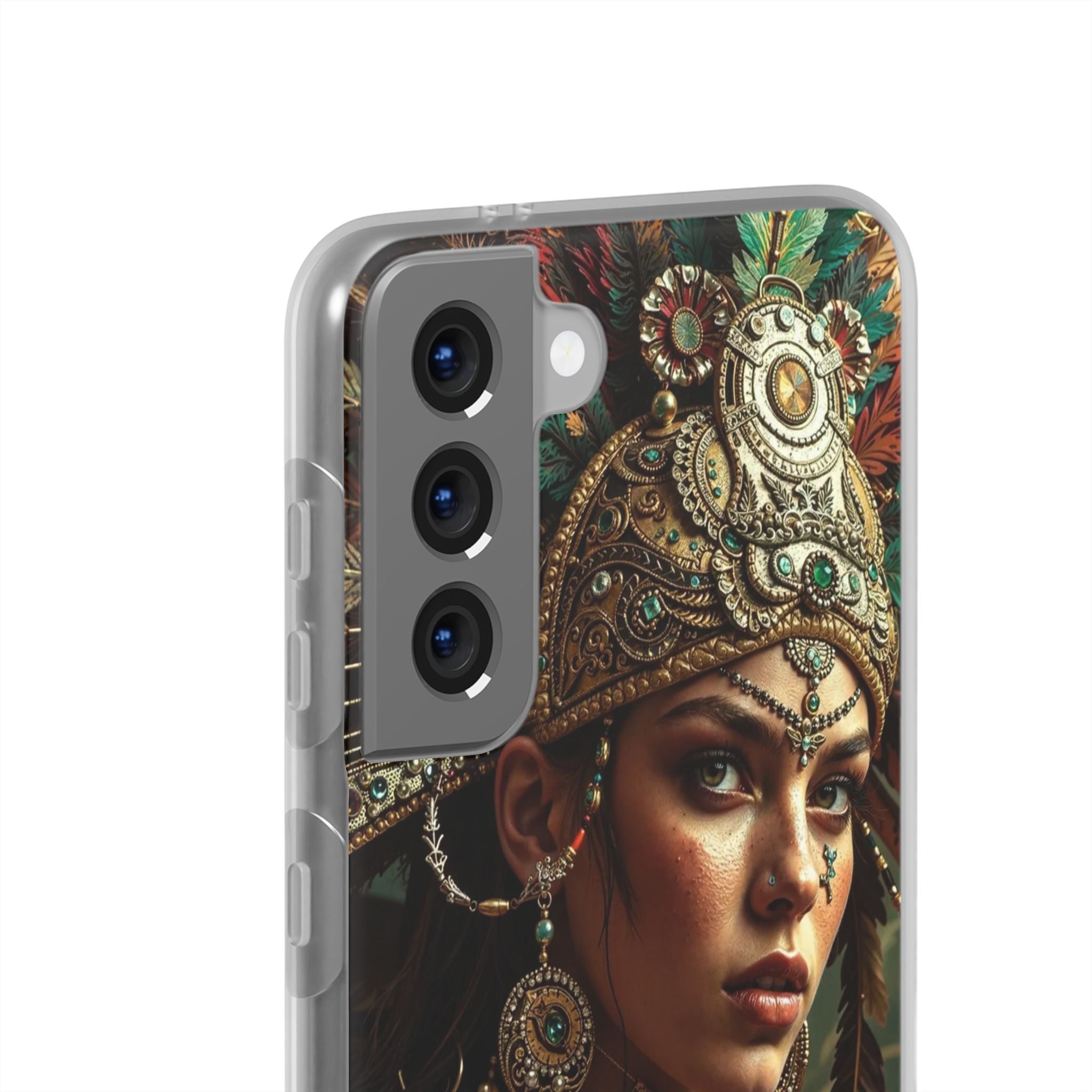 Aztec Warrior Goddess – Flexi Phone Case (iPhone & Samsung • Clear TPU • Made in USA • Personalized Option)