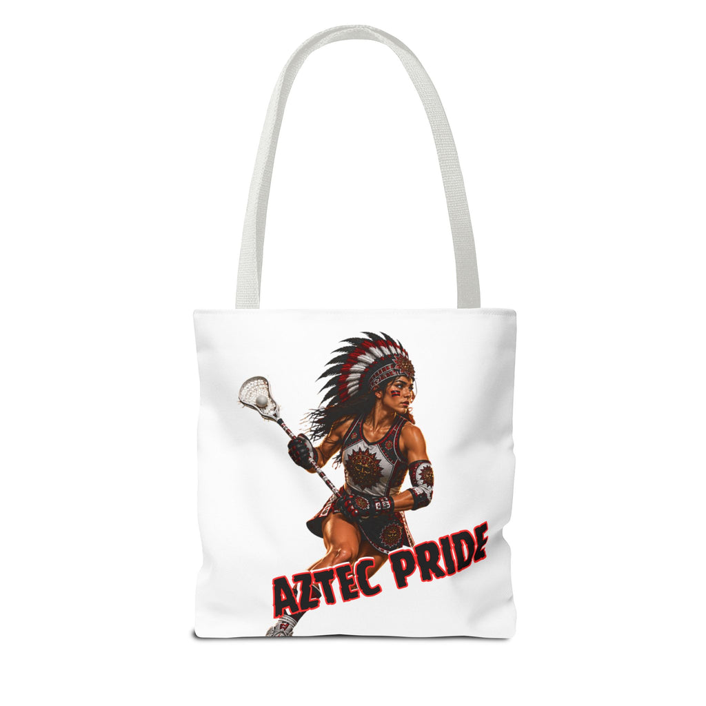 Aztec Lacrosse Female Warrior Tote Bag | Aztec-Inspired AI Art • Made & Shipped in the USA • 🚚 FREE USA Shipping • FREE Personalization