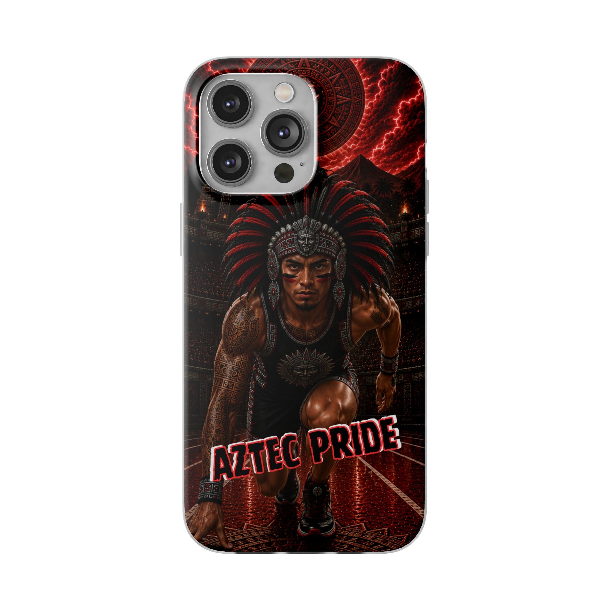 Aztec Track & Field Male Warrior – Flexi Phone Case (iPhone & Samsung • Clear TPU • Made & Shipped in the USA • 🚚 FREE USA Shipping • Personalized Option)