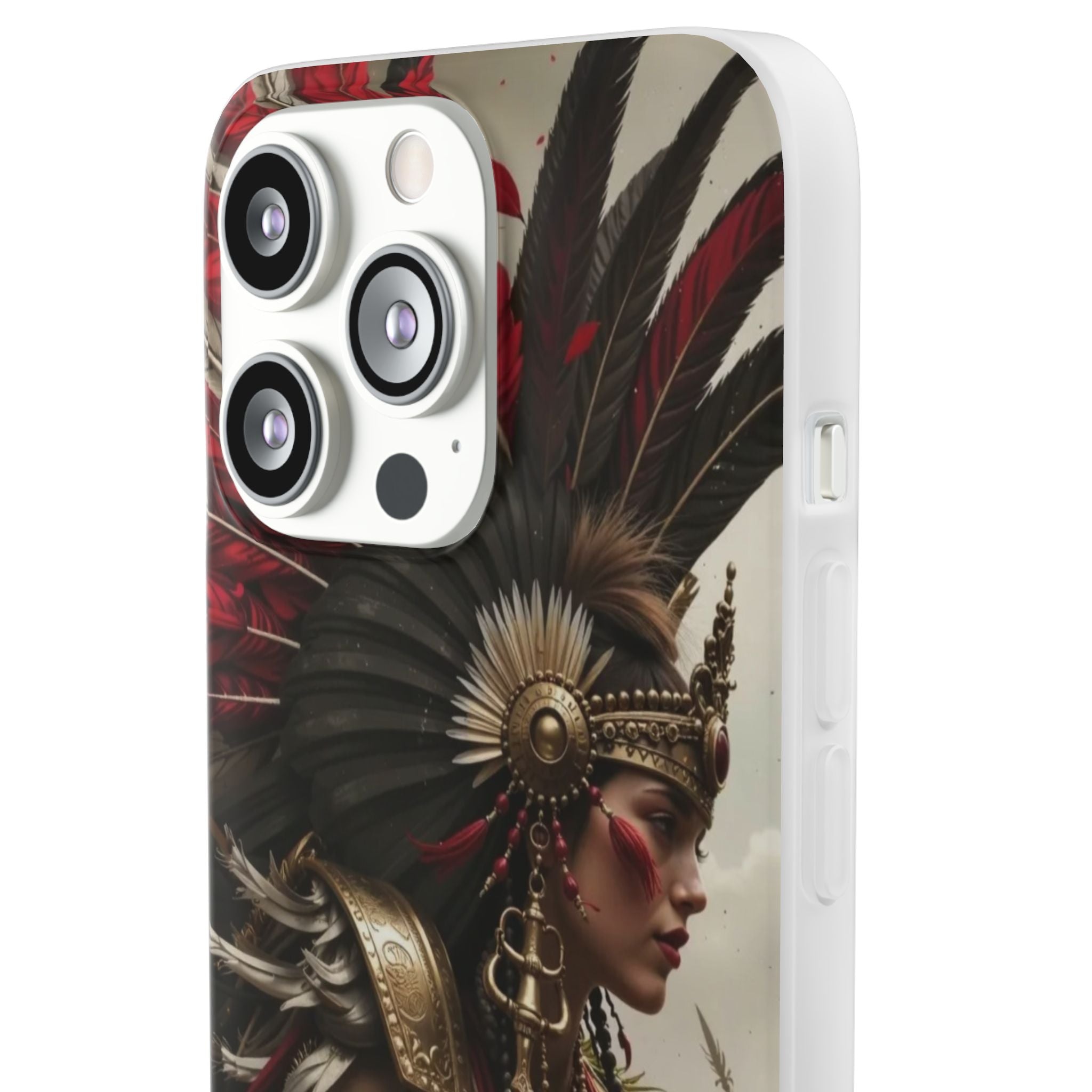 Aztec Warrior Queen – Flexi Phone Case (iPhone & Samsung • Clear TPU • Made in USA • Personalized Option)