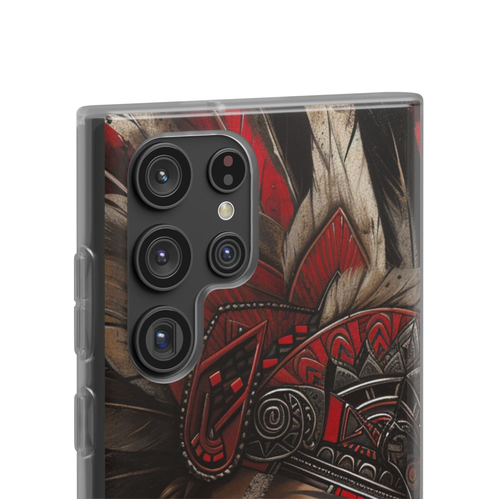 Aztec Sun Goddess – Flexi Phone Case (iPhone & Samsung • Clear TPU • Made in USA • Personalized Option)