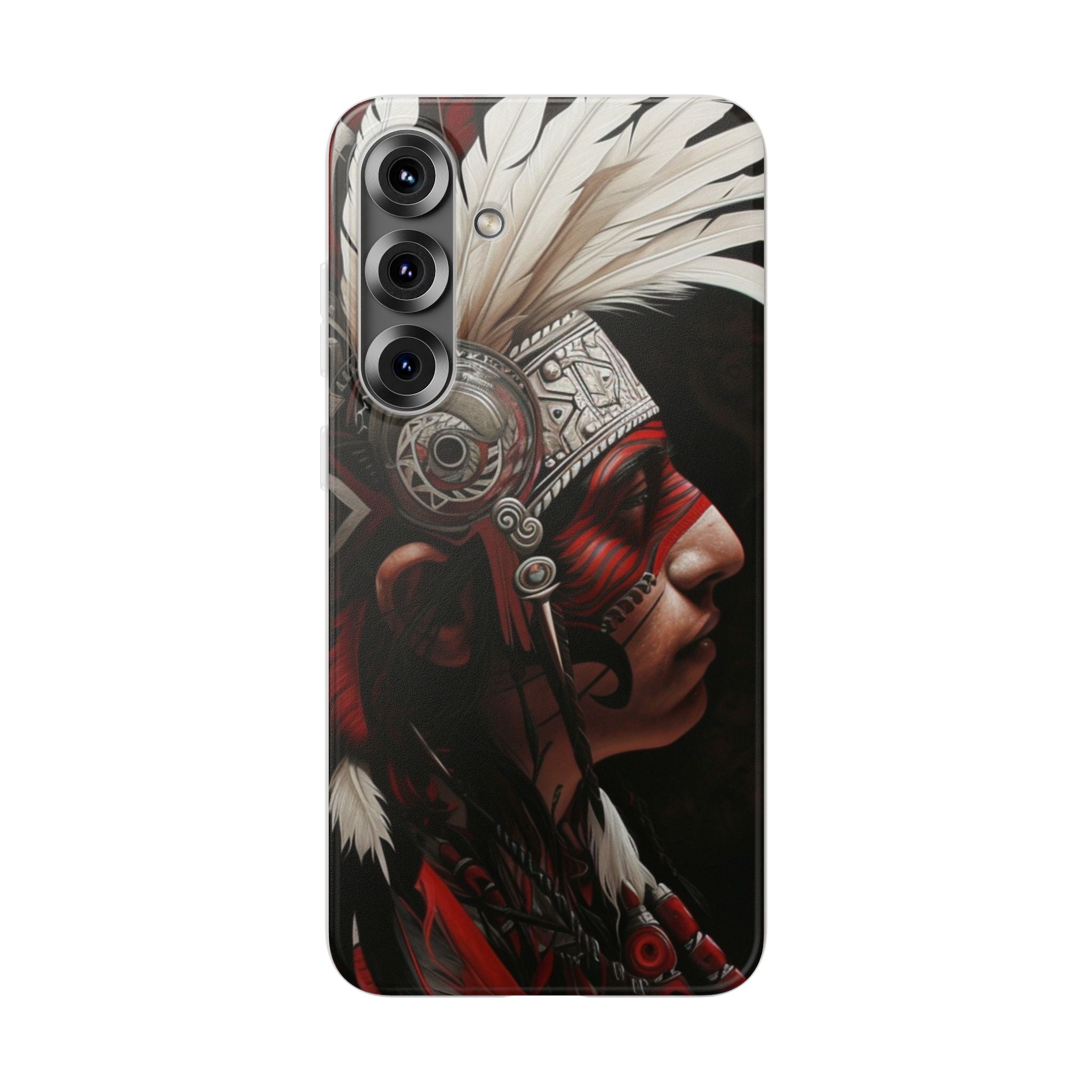 Aztec Warrior King – Flexi Phone Case (iPhone & Samsung • Clear TPU • Made in USA • Personalized Option)