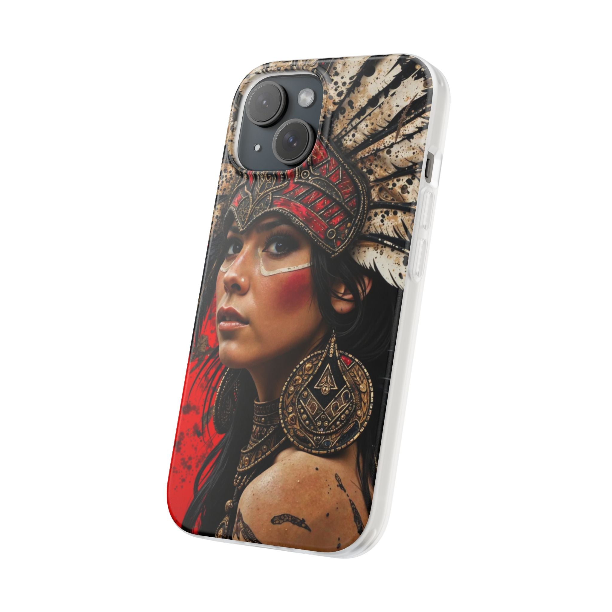Aztec Moon Goddess – Flexi Phone Case (iPhone & Samsung • Clear TPU • Made in USA • Personalized Option)