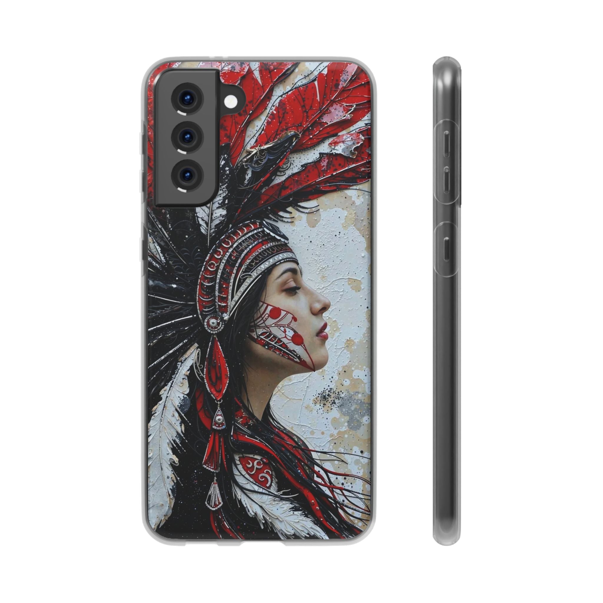 Aztec Silent Goddess – Flexi Phone Case (iPhone & Samsung • Clear TPU • Made in USA • Personalized Option)