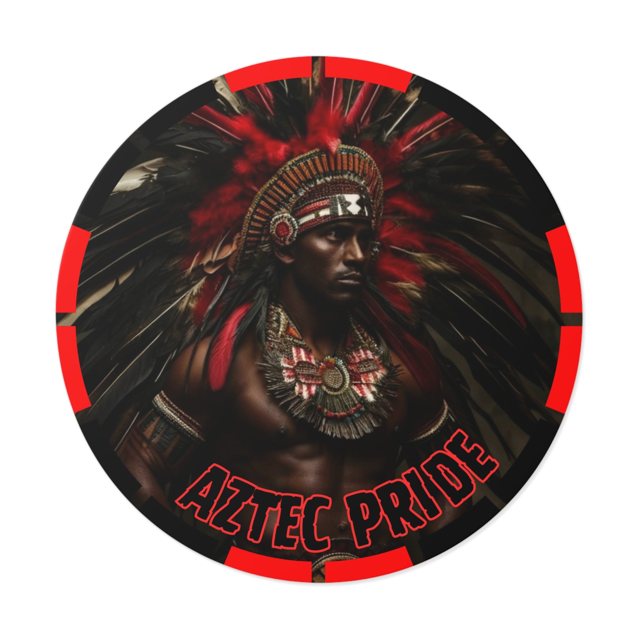 Aztec Panther Warrior Round Vinyl Sticker – Waterproof Matte Decal (2”–6”)