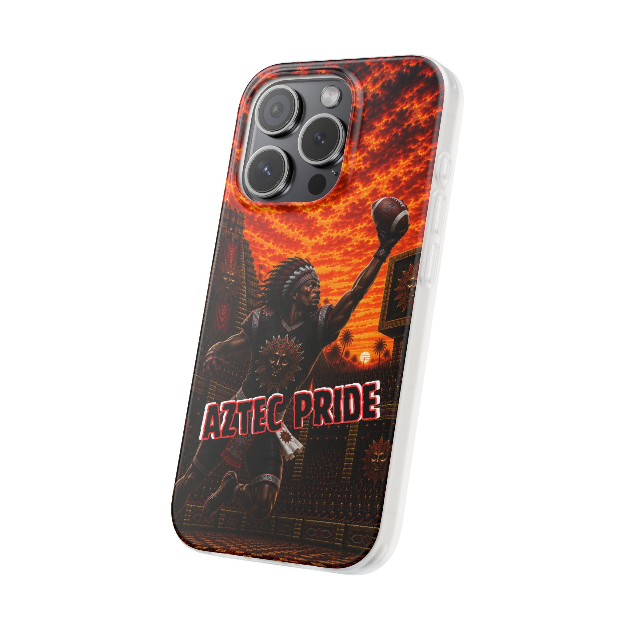 Aztec Football Warrior – Flexi Phone Case (iPhone & Samsung • Clear TPU • Made & Shipped in the USA • 🚚 FREE USA Shipping • Personalized Option)