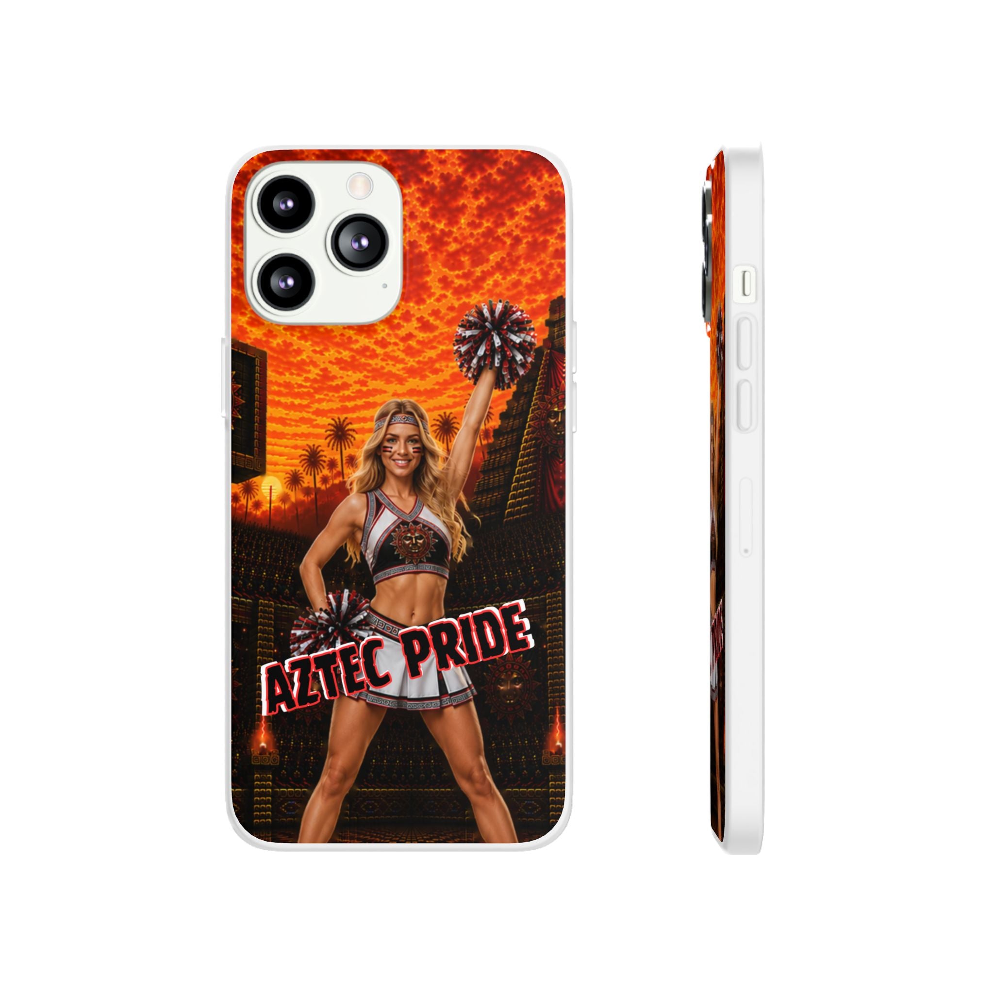 Aztec Cheerleader Warrior – Flexi Phone Case (iPhone & Samsung • Clear TPU • Made & Shipped in the USA • 🚚 FREE USA Shipping • Personalized Option)