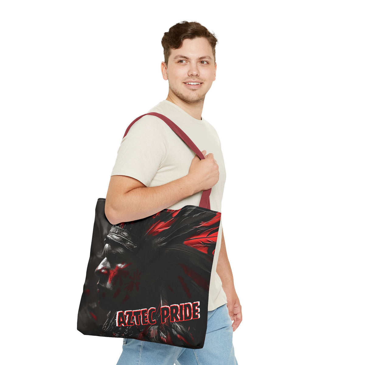 Aztec Jaguar Warrior Tote Bag – Aztec-Inspired Reusable Shopping Bag | GringoArte