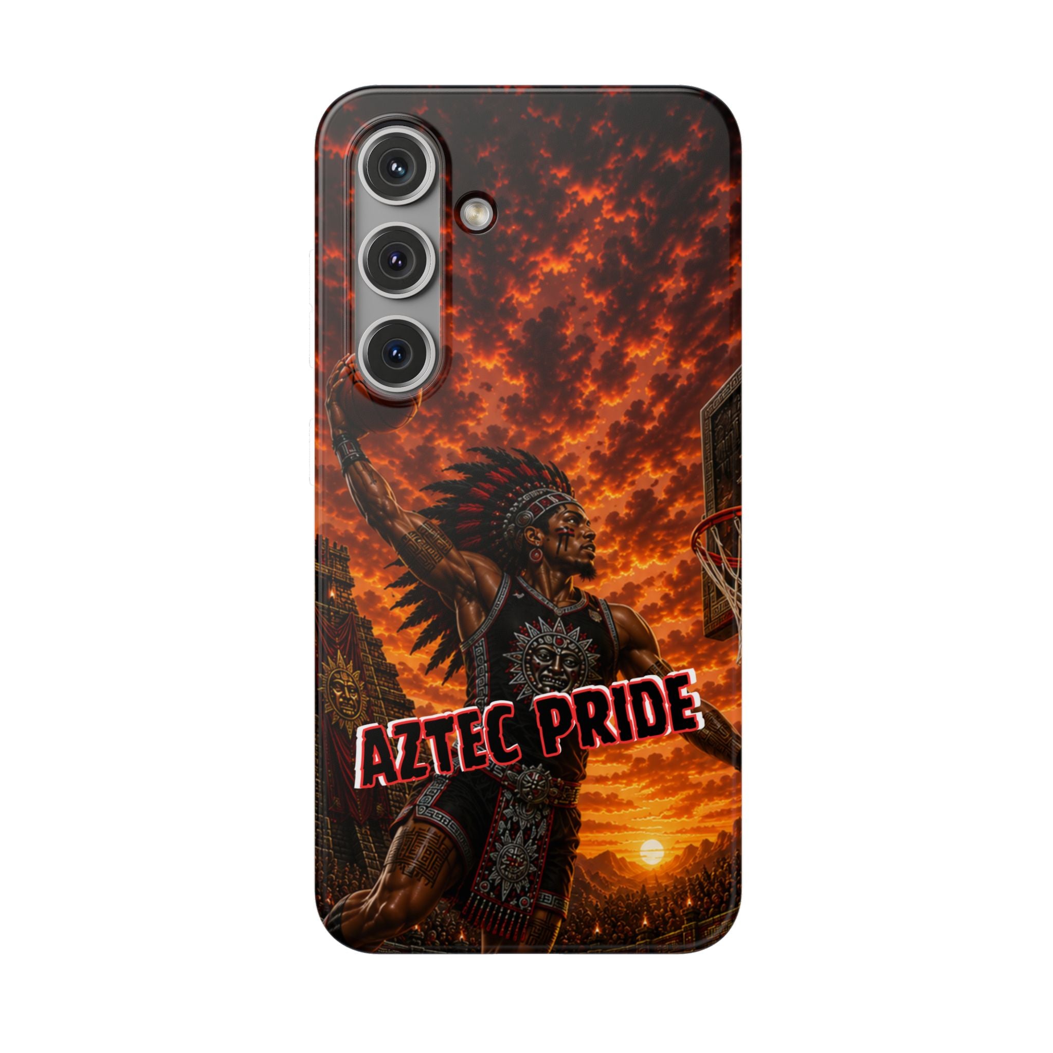 Aztec Basketball Male Warrior – Flexi Phone Case (iPhone & Samsung • Clear TPU • Made & Shipped in the USA • 🚚 FREE USA Shipping • Personalized Option)
