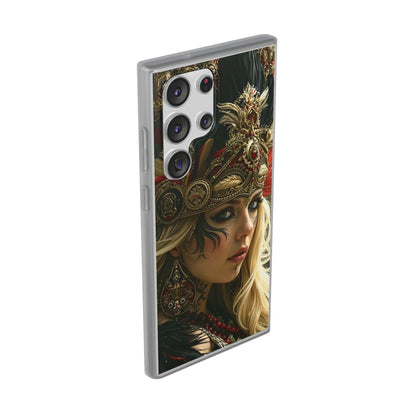 Aztec Fireheart Queen – Flexi Phone Case (iPhone & Samsung • Clear TPU • Made in USA • Personalized Option)