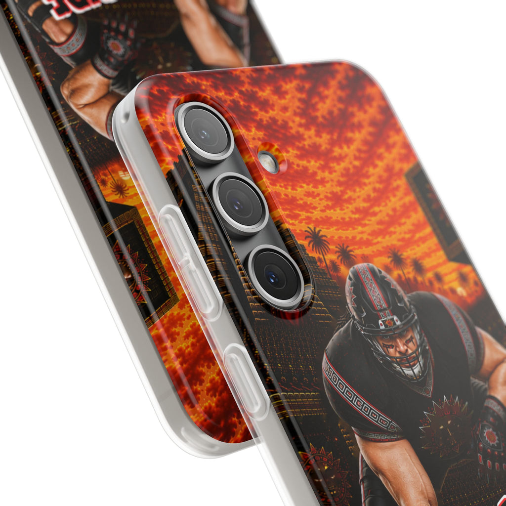 Aztec Football Warrior – Flexi Phone Case (iPhone & Samsung • Clear TPU • Made & Shipped in the USA • 🚚 FREE USA Shipping • Personalized Option)