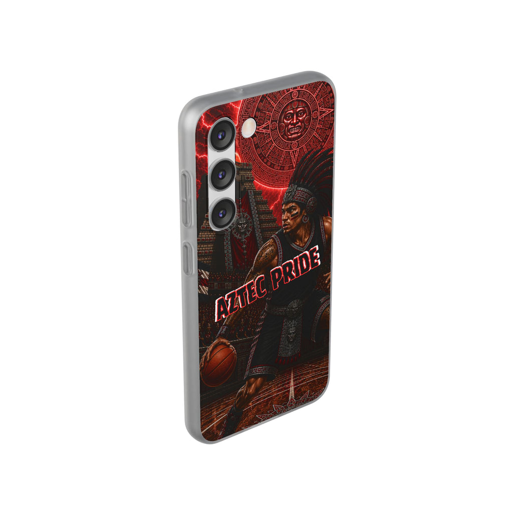 Aztec Basketall Warrior – Flexi Phone Case (iPhone & Samsung • Clear TPU • Made & Shipped in the USA • 🚚 FREE USA Shipping • Personalized Option)