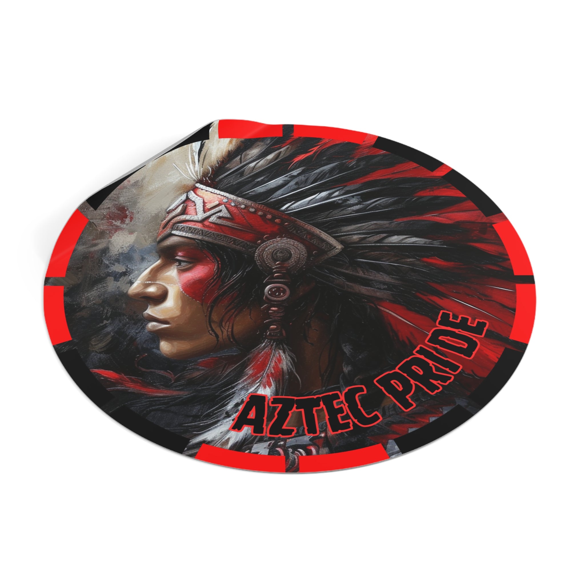 Aztec Silent Warrior Round Vinyl Sticker – Waterproof Matte Decal (2”–6”)
