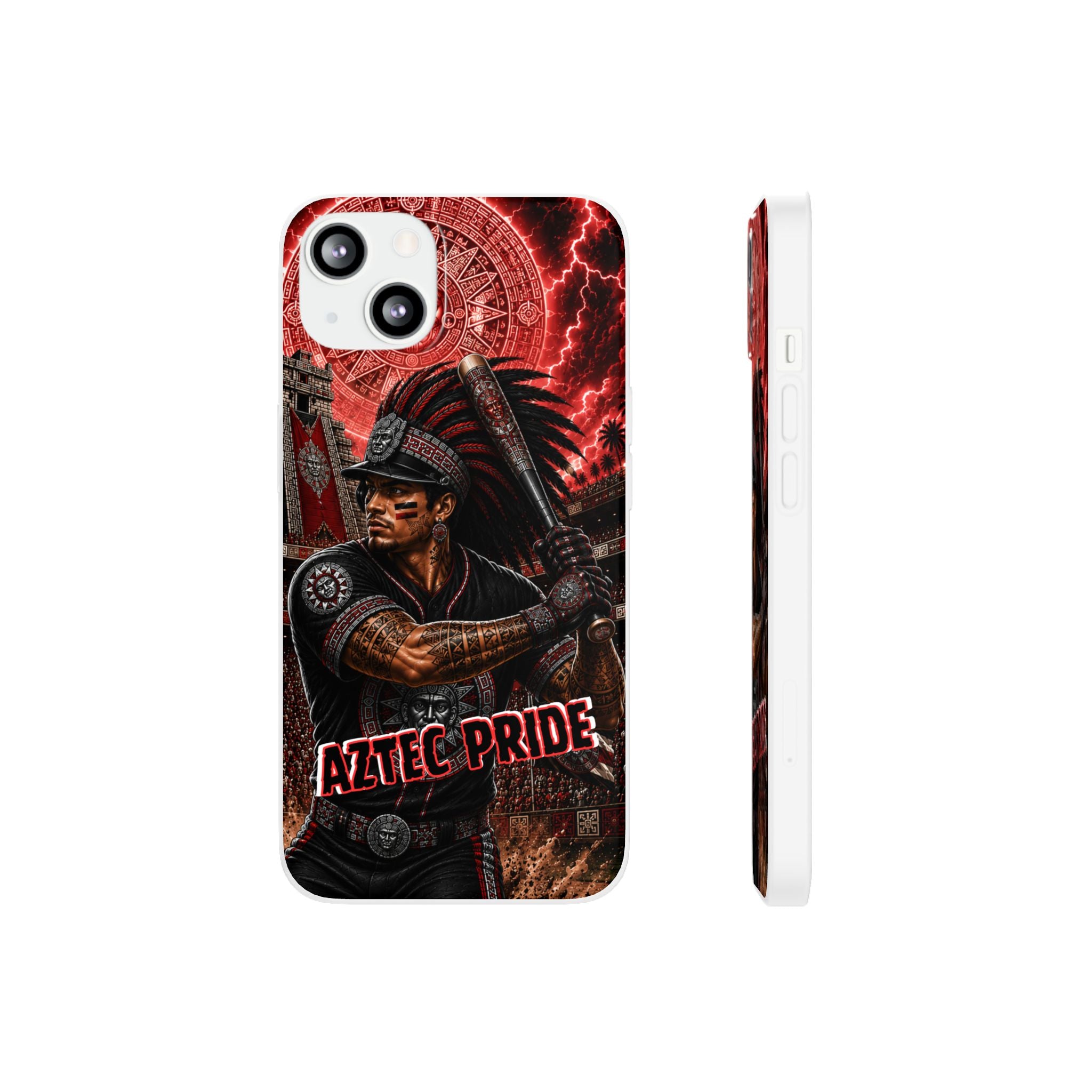 Aztec Baseball Warrior – Flexi Phone Case (iPhone & Samsung • Clear TPU • Made & Shipped in the USA • 🚚 FREE USA Shipping • Personalized Option)