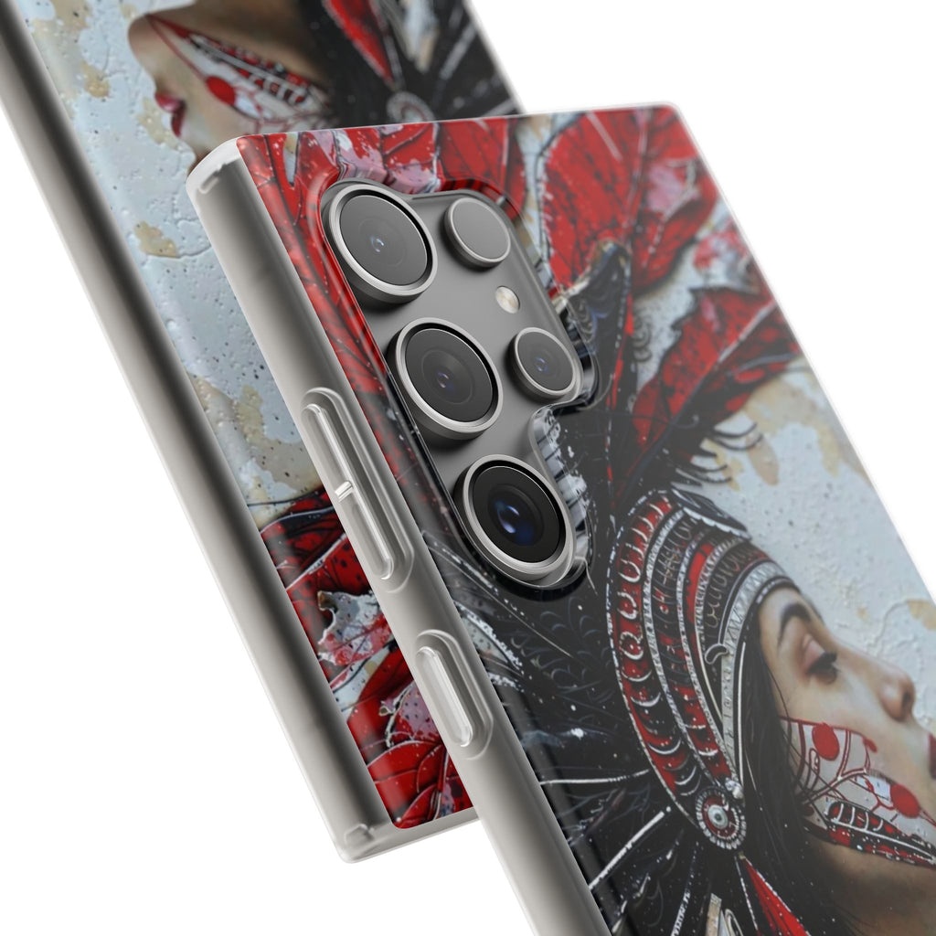 Aztec Silent Goddess – Flexi Phone Case (iPhone & Samsung • Clear TPU • Made in USA • Personalized Option)