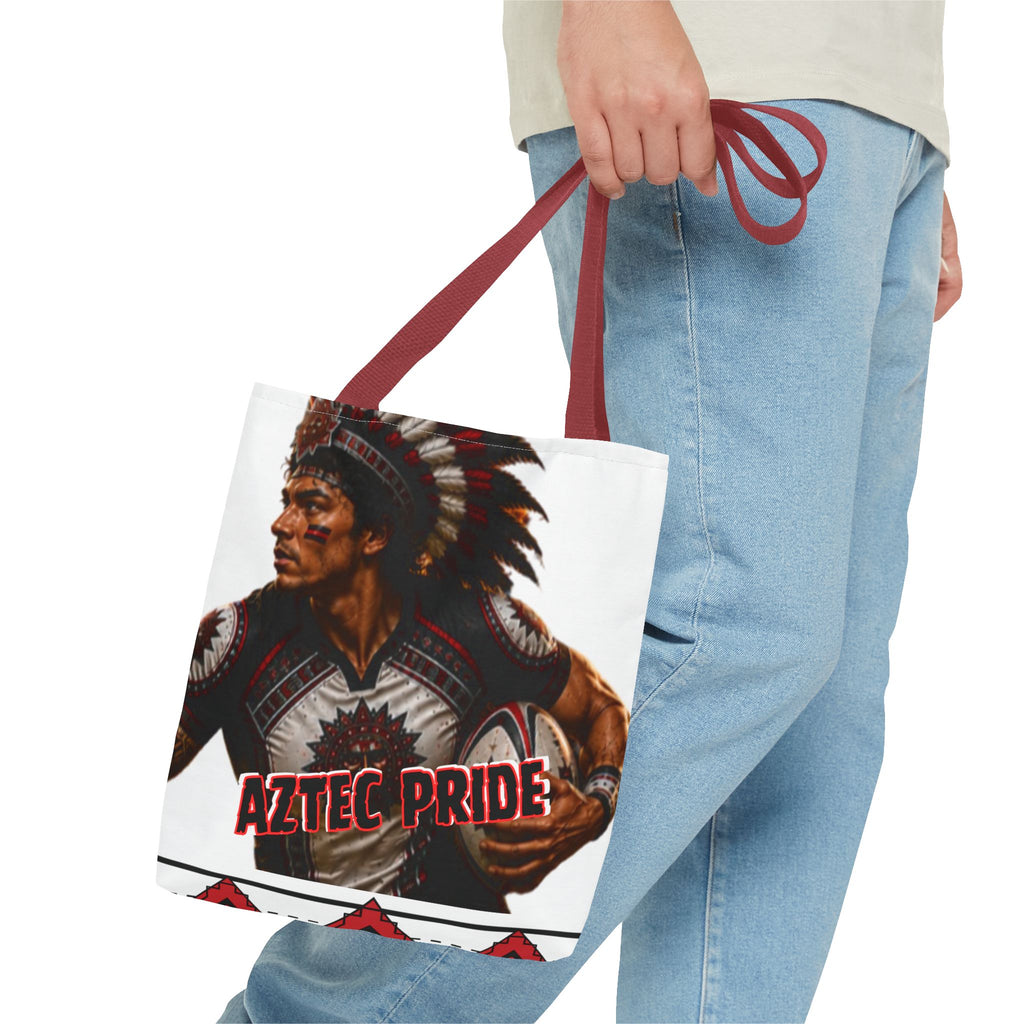 Aztec Rugby Male Warrior Tote Bag | Aztec-Inspired AI Art • Made & Shipped in the USA • 🚚 FREE USA Shipping • FREE Personalization