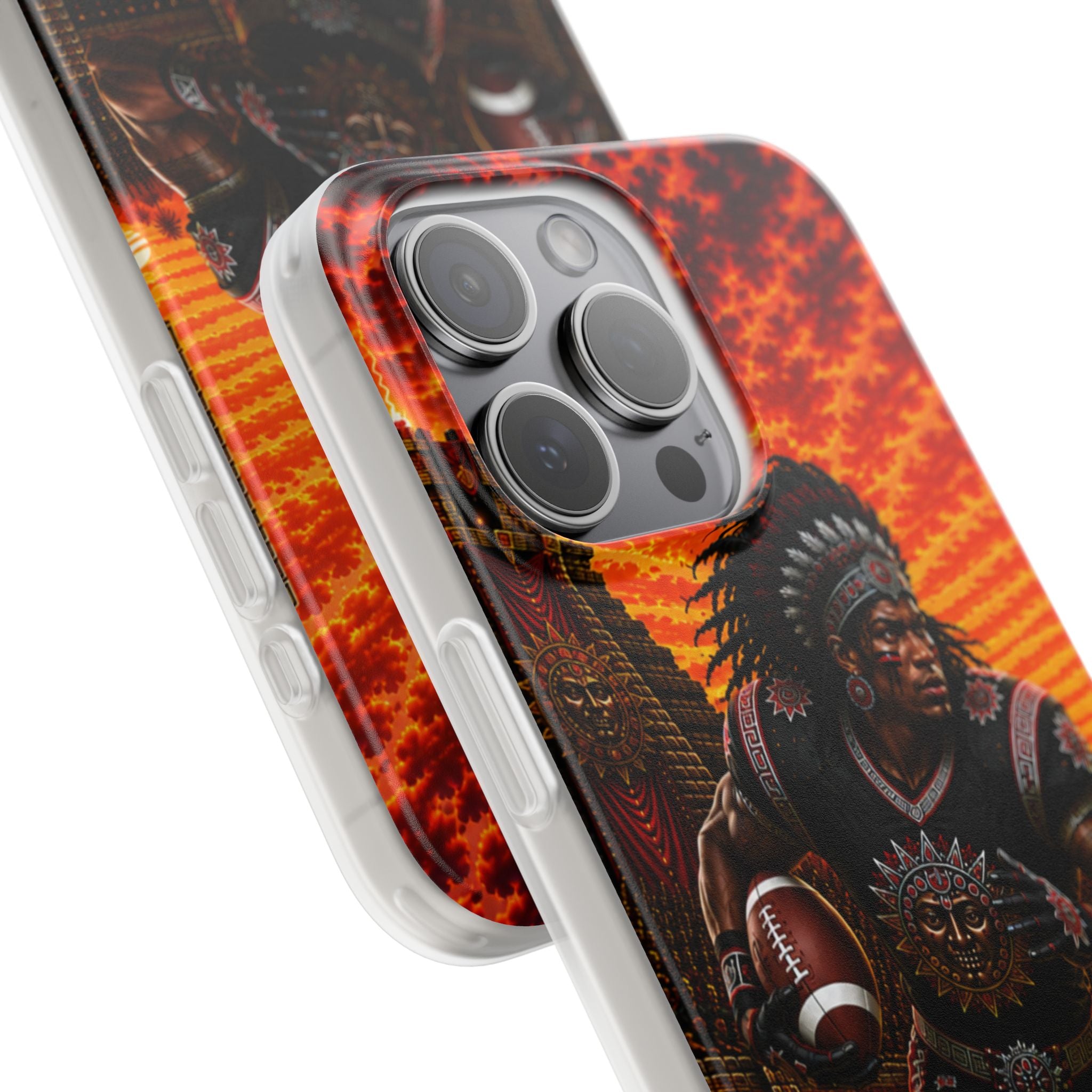 Aztec Football Warrior – Flexi Phone Case (iPhone & Samsung • Clear TPU • Made & Shipped in the USA • 🚚 FREE USA Shipping • Personalized Option)