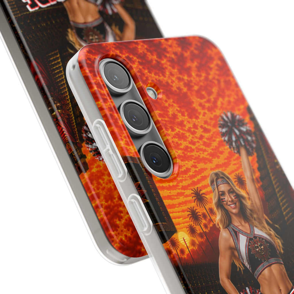 Aztec Cheerleader Warrior – Flexi Phone Case (iPhone & Samsung • Clear TPU • Made & Shipped in the USA • 🚚 FREE USA Shipping • Personalized Option)