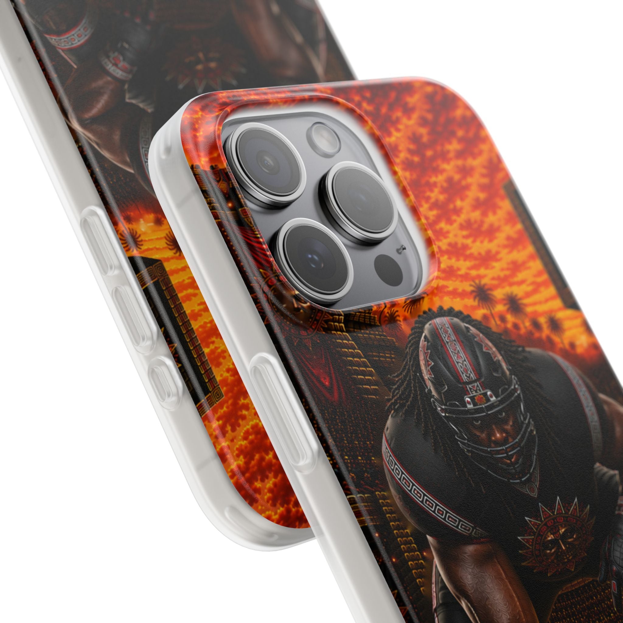 Aztec Football Warrior – Flexi Phone Case (iPhone & Samsung • Clear TPU • Made & Shipped in the USA • 🚚 FREE USA Shipping • Personalized Option)