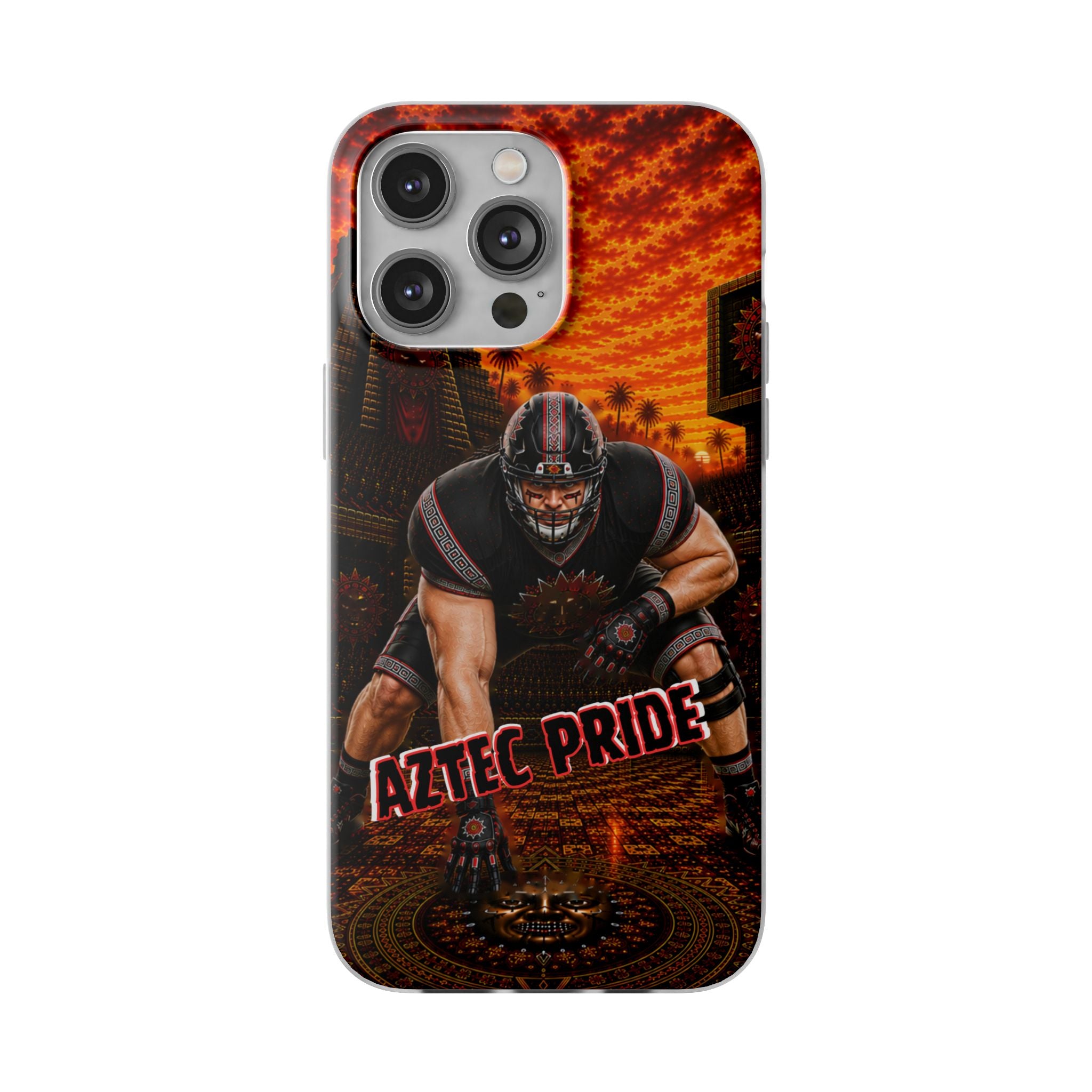 Aztec Football Warrior – Flexi Phone Case (iPhone & Samsung • Clear TPU • Made & Shipped in the USA • 🚚 FREE USA Shipping • Personalized Option)