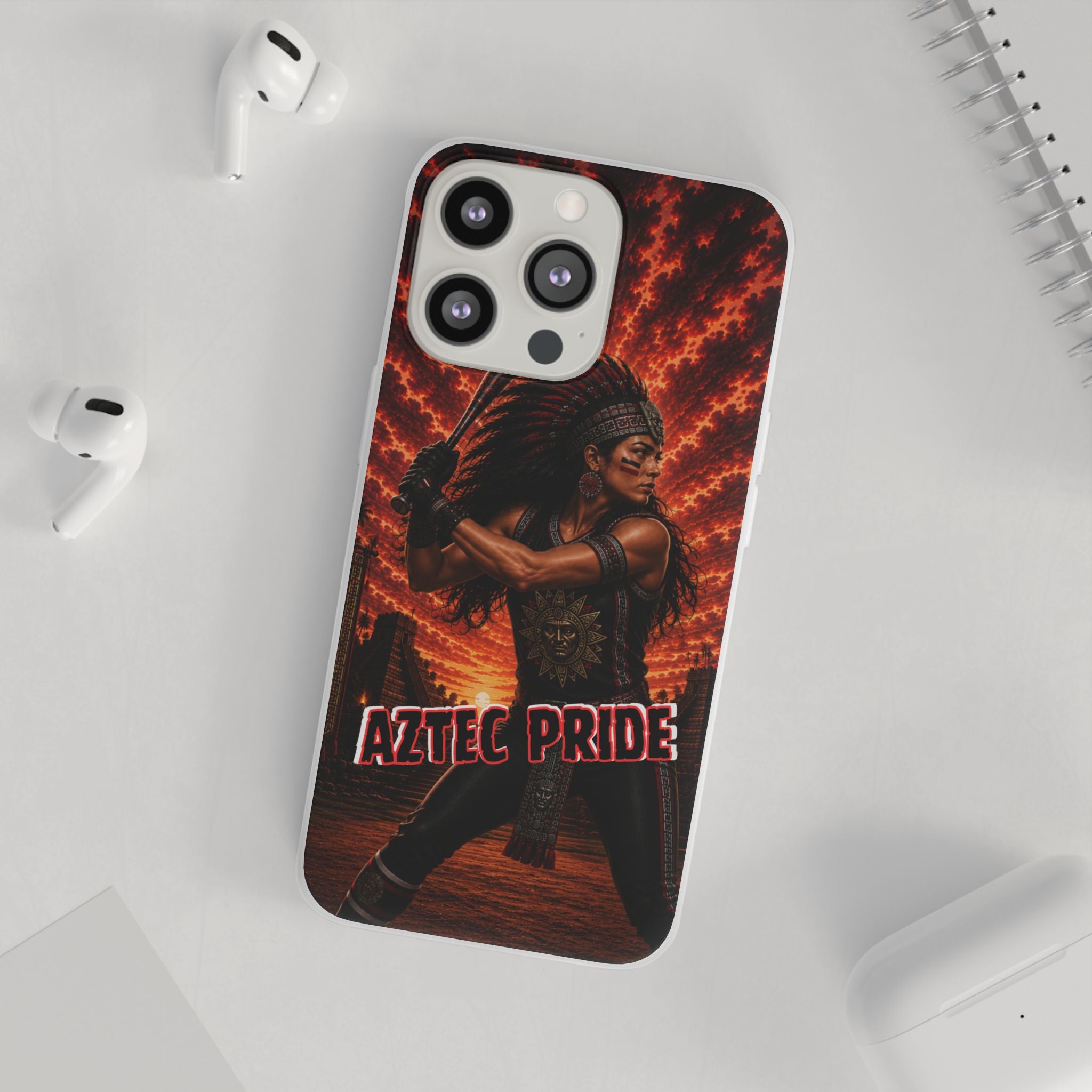 Aztec Softball Warrior – Flexi Phone Case (iPhone & Samsung • Clear TPU • Made & Shipped in the USA • 🚚 FREE USA Shipping • Personalized Option)