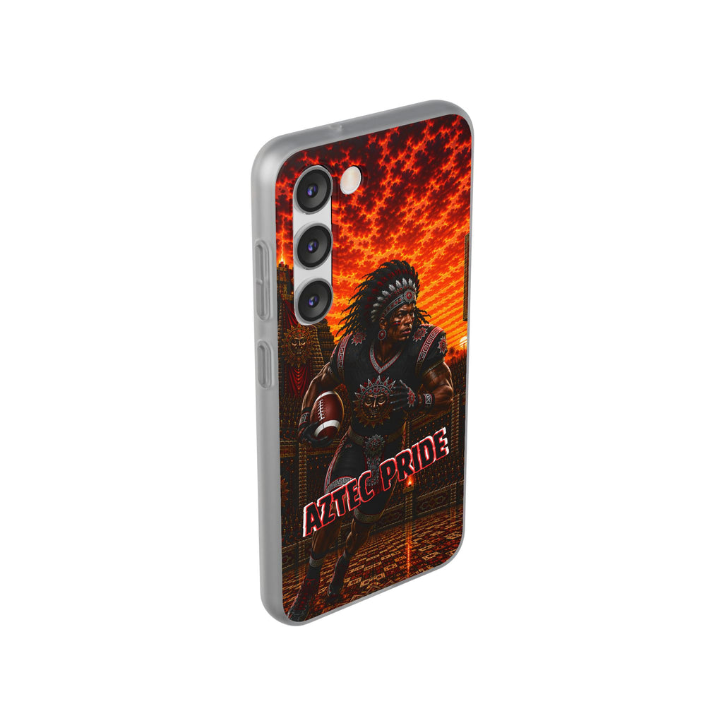 Aztec Football Warrior – Flexi Phone Case (iPhone & Samsung • Clear TPU • Made & Shipped in the USA • 🚚 FREE USA Shipping • Personalized Option)