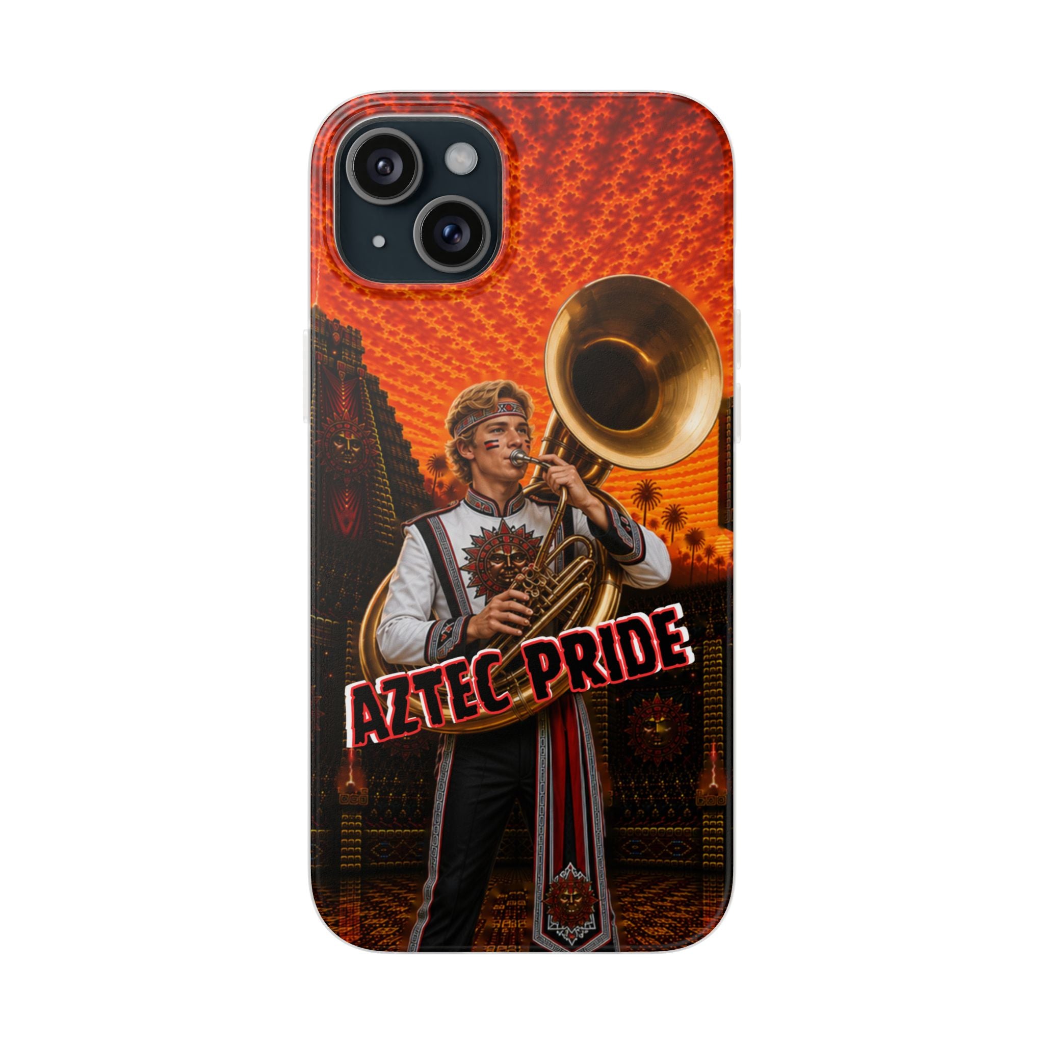 Aztec Band Warrior – Flexi Phone Case (iPhone & Samsung • Clear TPU • Made & Shipped in the USA • 🚚 FREE USA Shipping • Personalized Option)