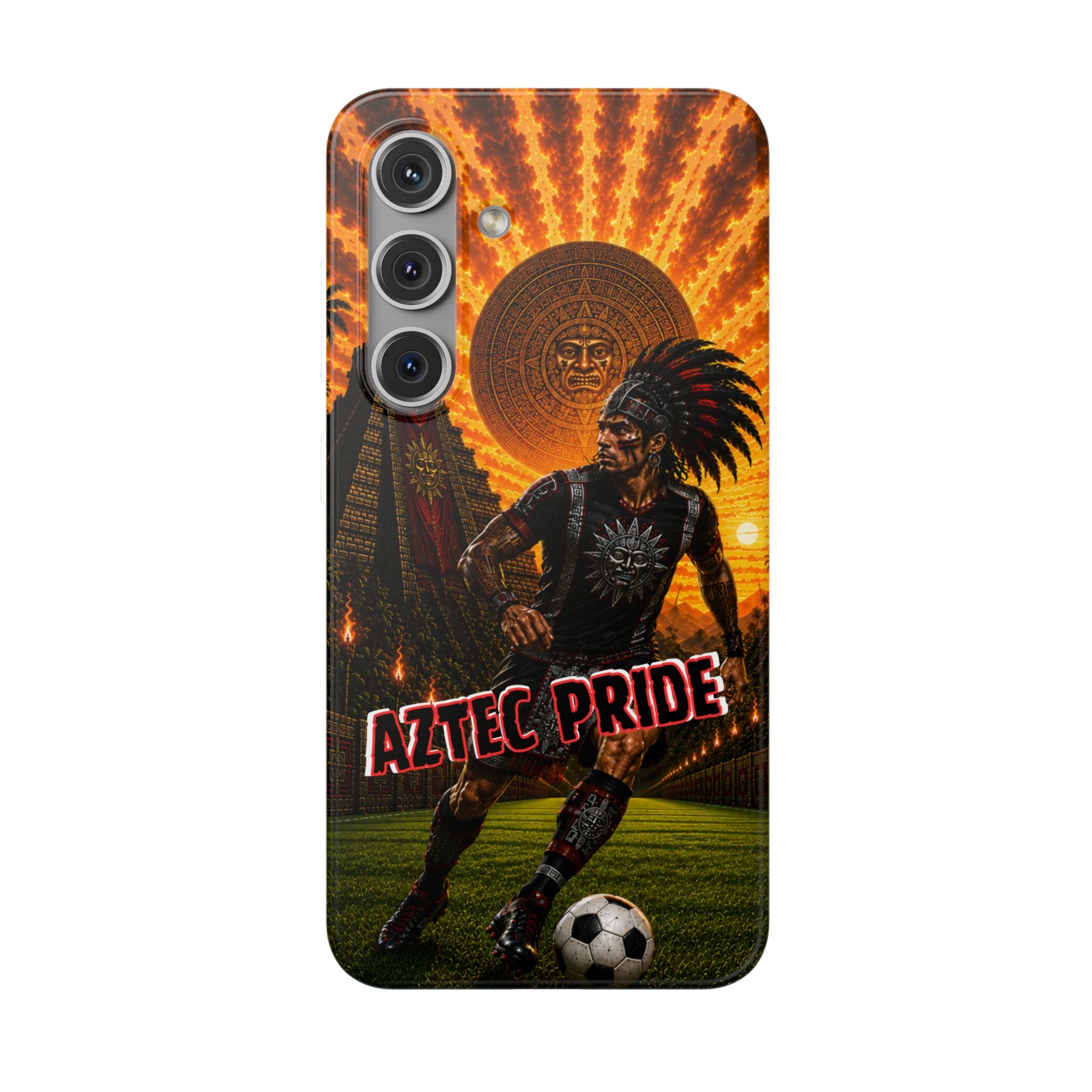 Aztec Soccer Male Warrior – Flexi Phone Case (iPhone & Samsung • Clear TPU • Made & Shipped in the USA • 🚚 FREE USA Shipping • Personalized Option)