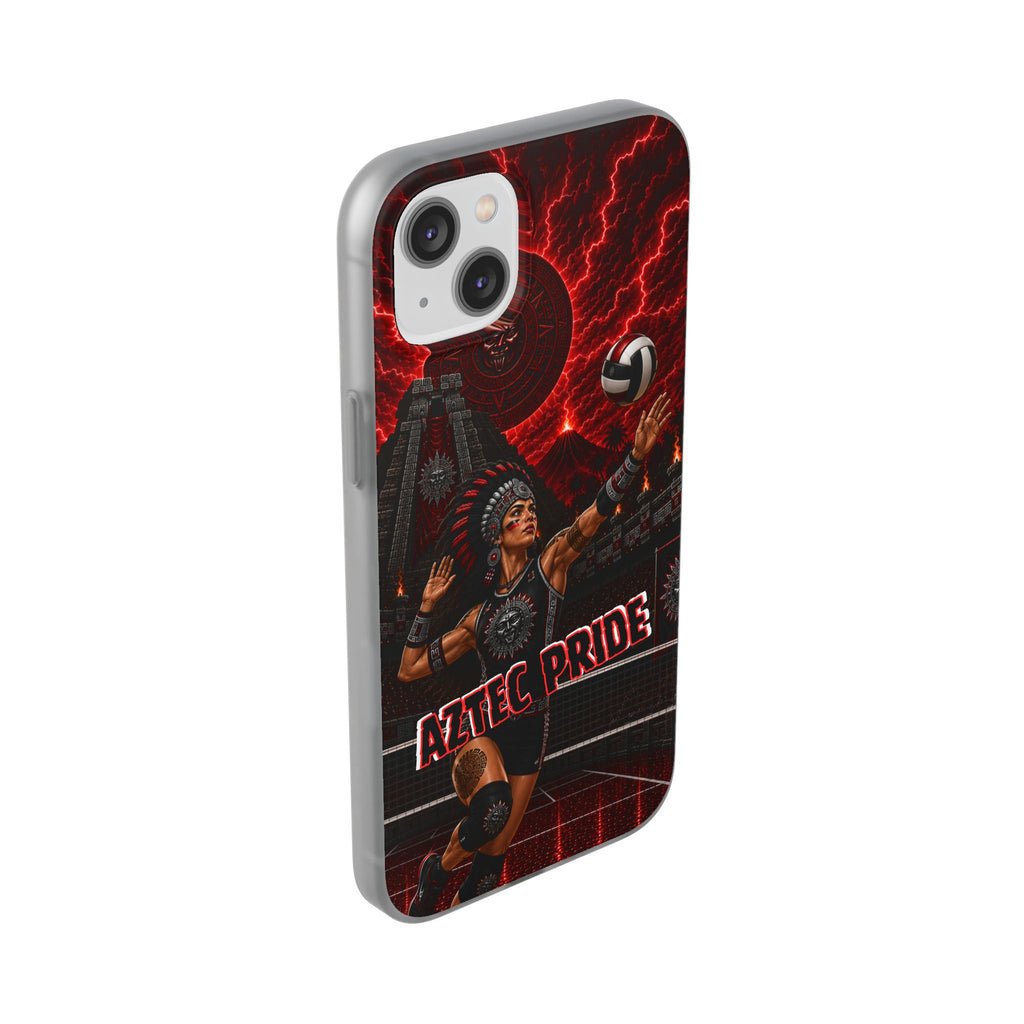 Aztec Volleyball Warrior – Flexi Phone Case (iPhone & Samsung • Clear TPU • Made & Shipped in the USA • 🚚 FREE USA Shipping • Personalized Option)