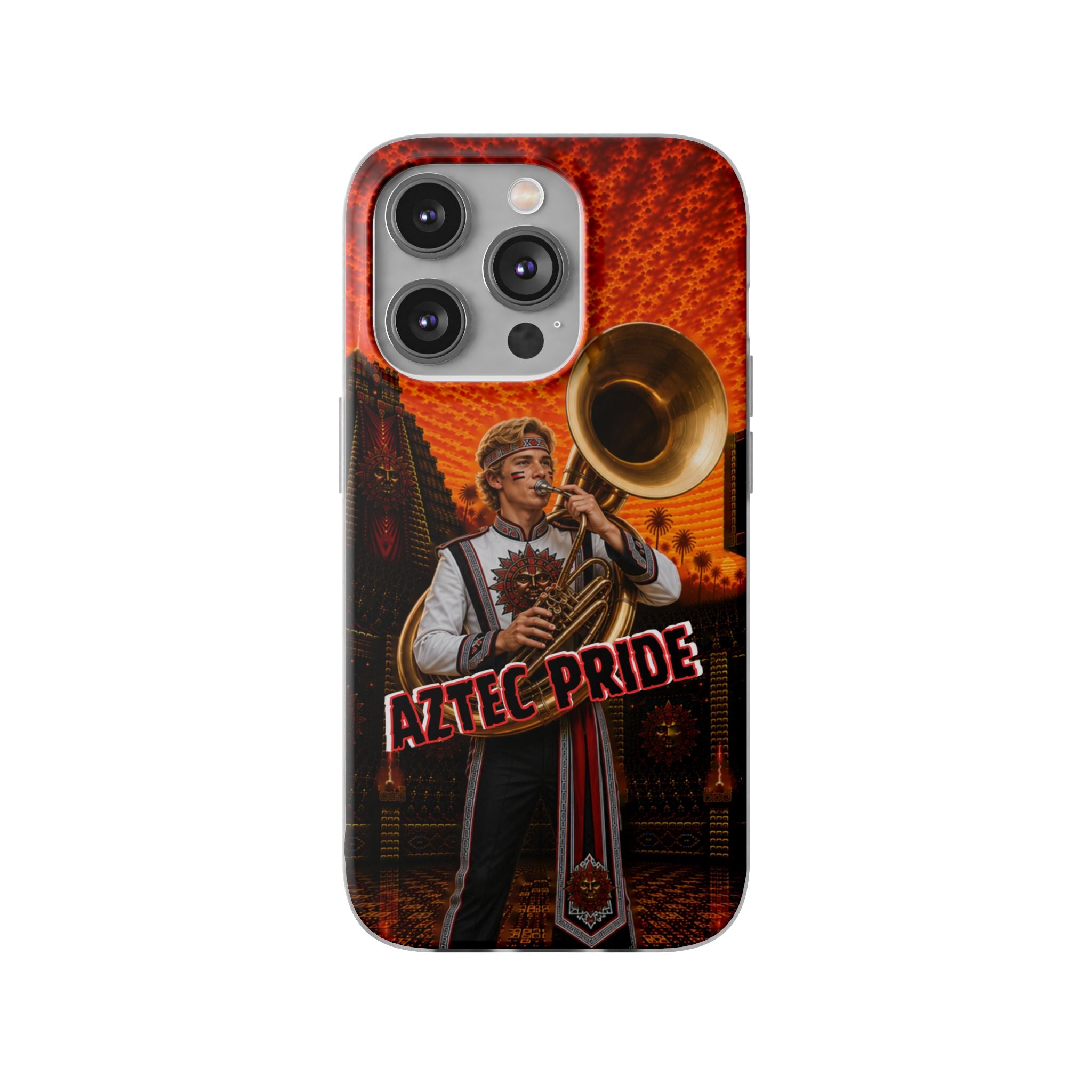 Aztec Band Warrior – Flexi Phone Case (iPhone & Samsung • Clear TPU • Made & Shipped in the USA • 🚚 FREE USA Shipping • Personalized Option)